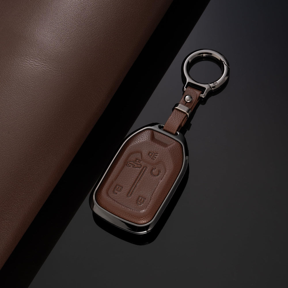 Qunzes close-up of leather texture, durable brown grain resists scratches
