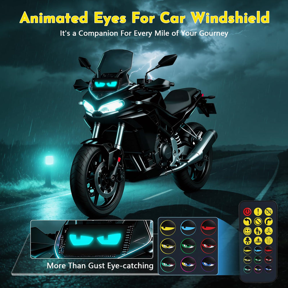 Quplavo installed on a car windshield at night, boosting visibility and style