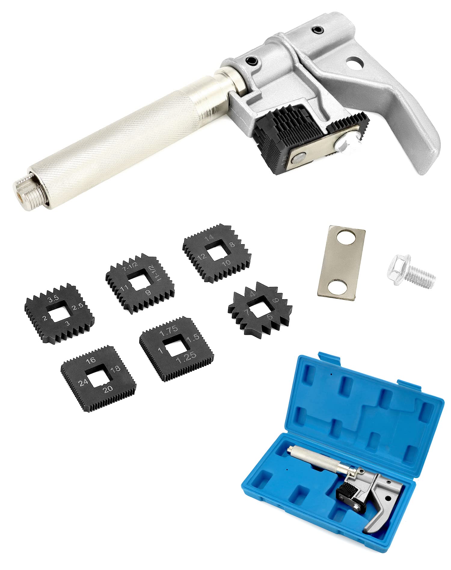 QWORK front view of thread chaser showing compact heavy-duty design and durable build