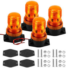 QWORK amber strobe front view showing four-pack and bright visibility benefit