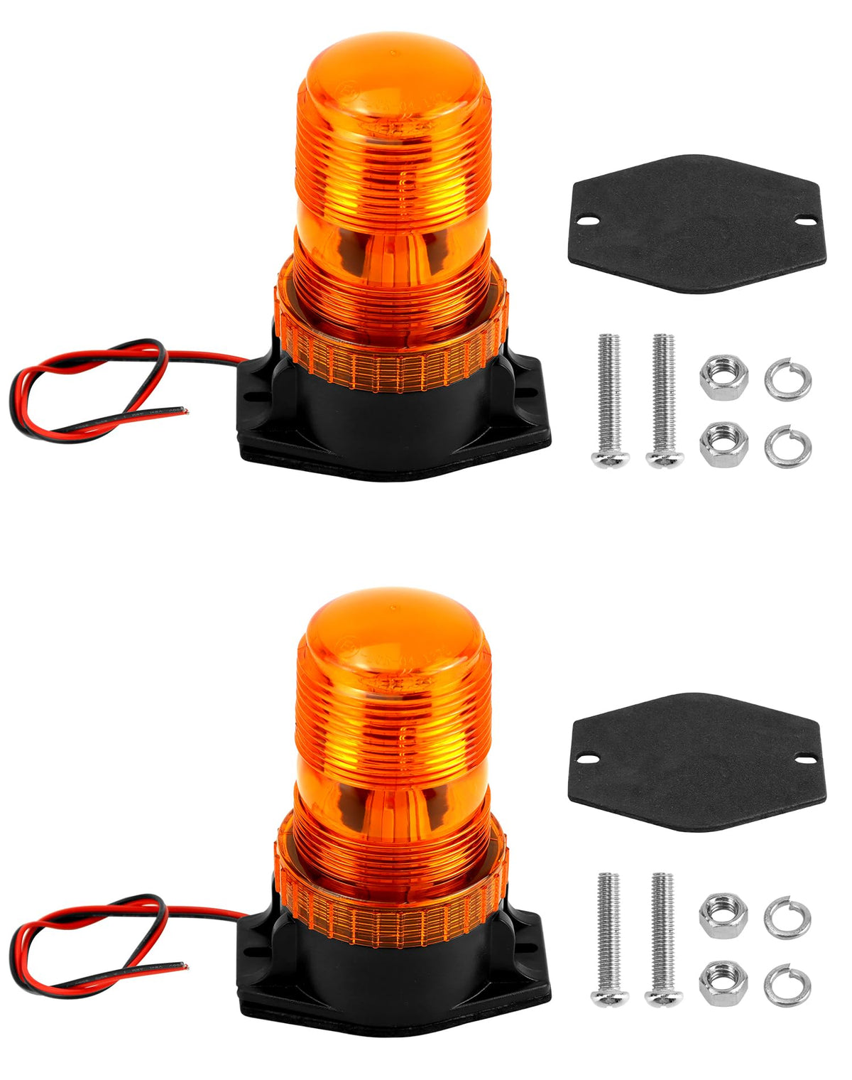 QWORK amber strobe front view showing bright 360° warning light visibility