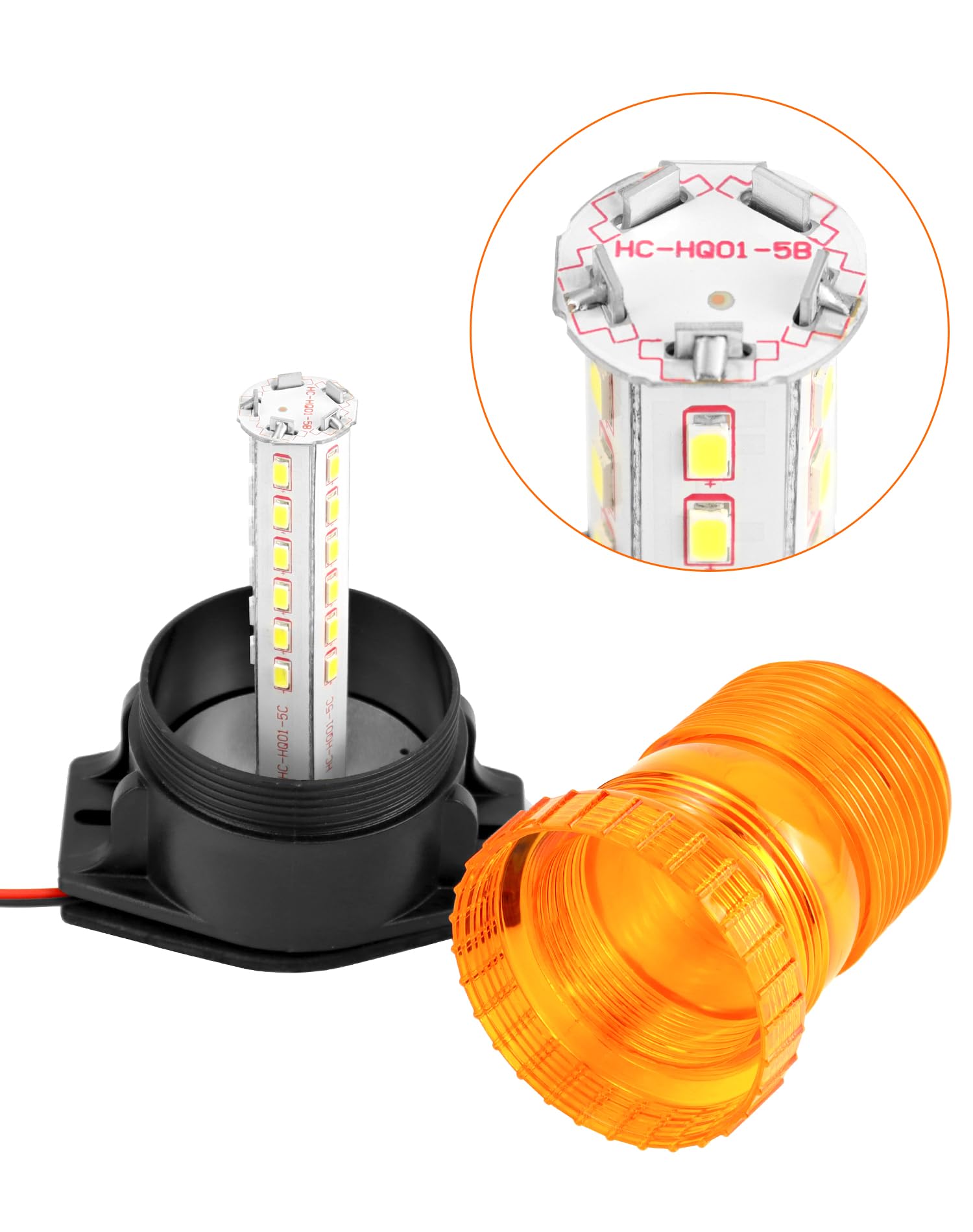 QWORK amber strobe mounted on truck roof demonstrating street visibility