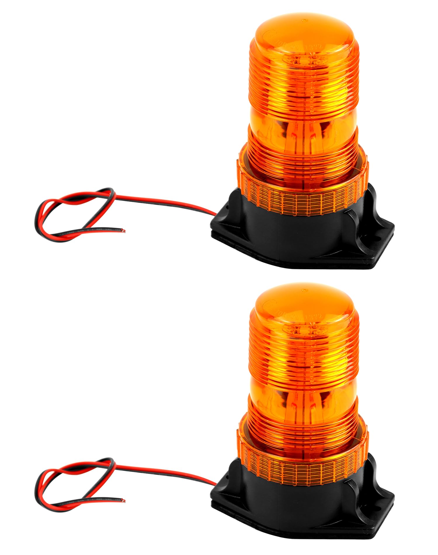 QWORK amber strobe scale comparison beside hand showing compact size