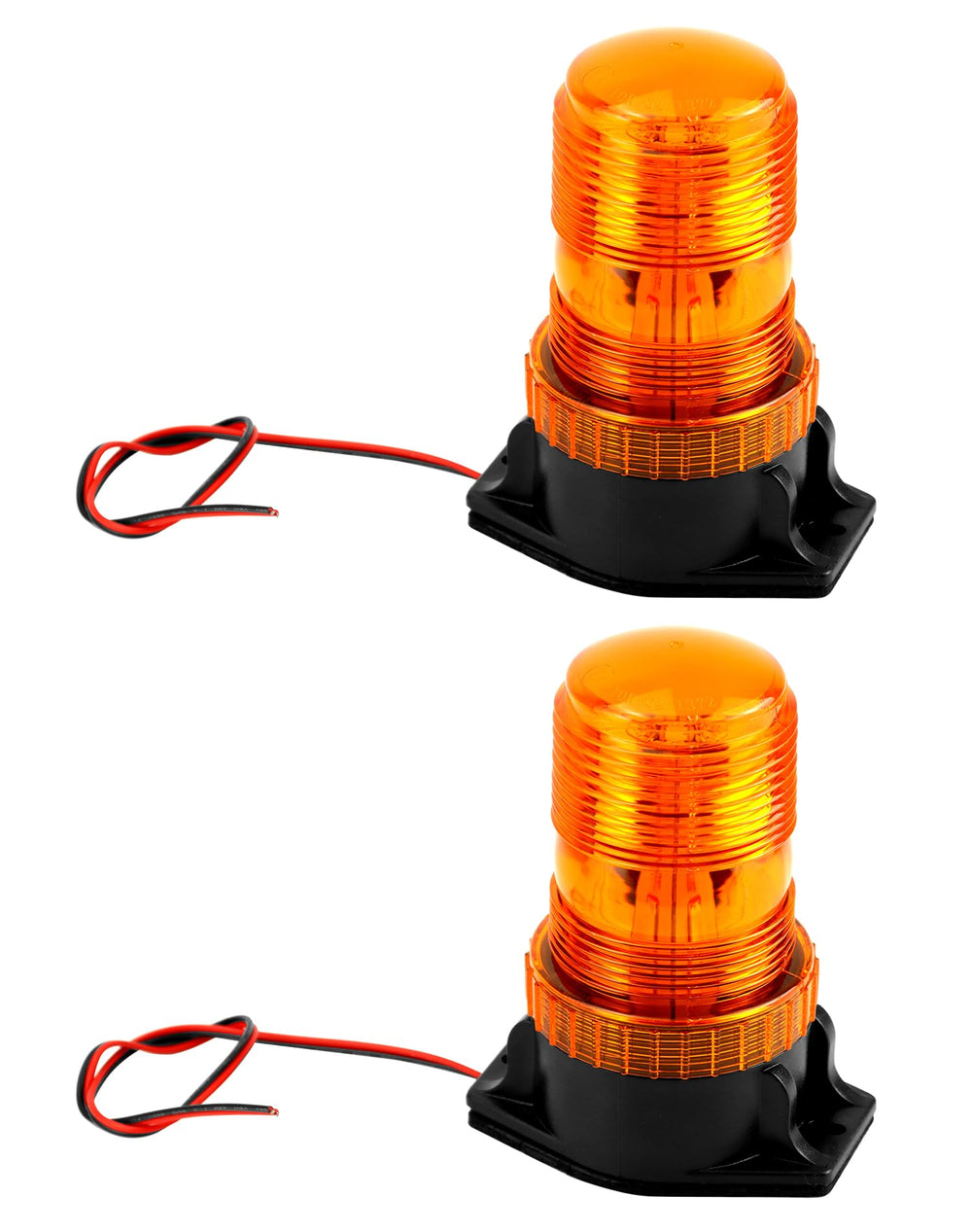 QWORK amber strobe scale comparison beside hand showing compact size