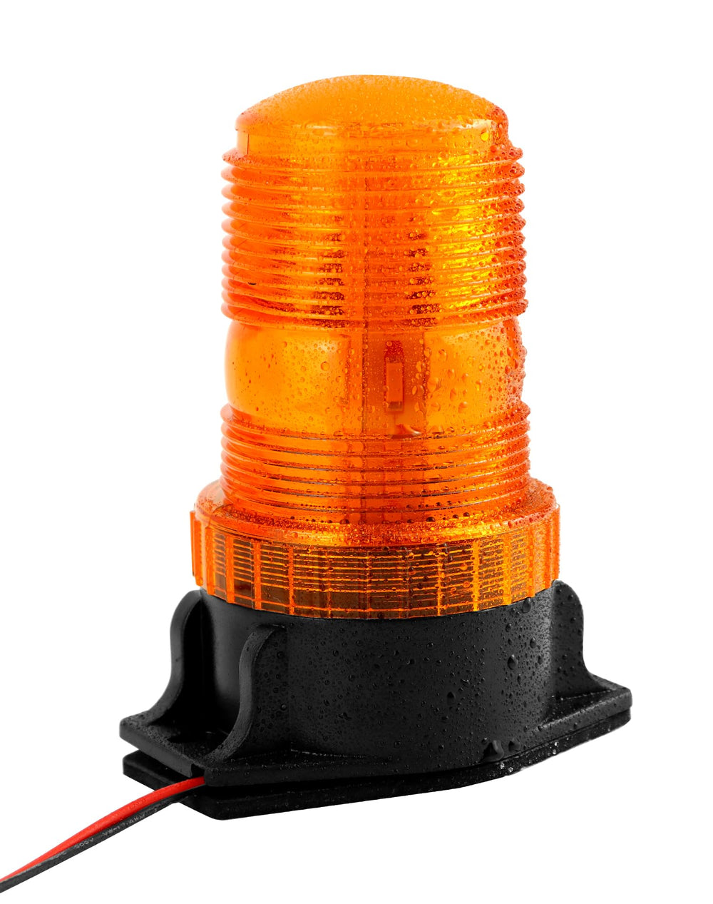 QWORK amber strobe side profile highlighting rugged ABS base durability