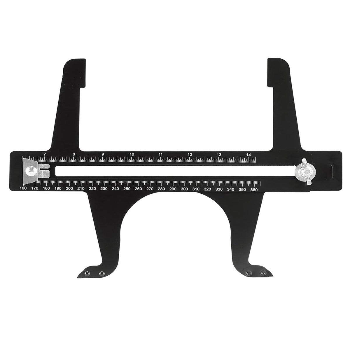 QWORK front view of brake measuring tool showing full length and scales for accurate setup