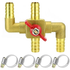 QWORK brass 4-way valve front view showing ports and compact body for durable routing