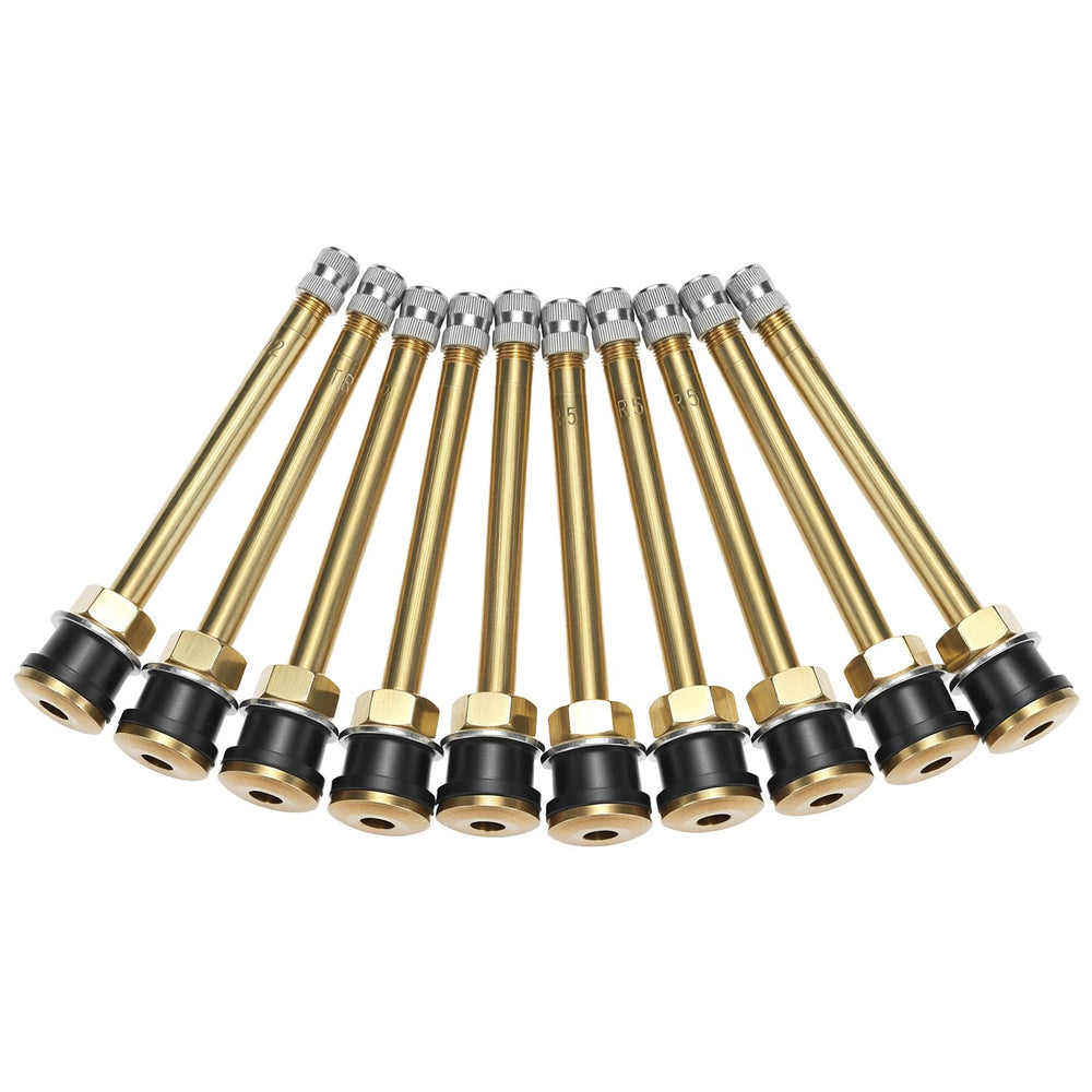 QWORK brass stem close-up showing threads and EPDM gasket for secure seal