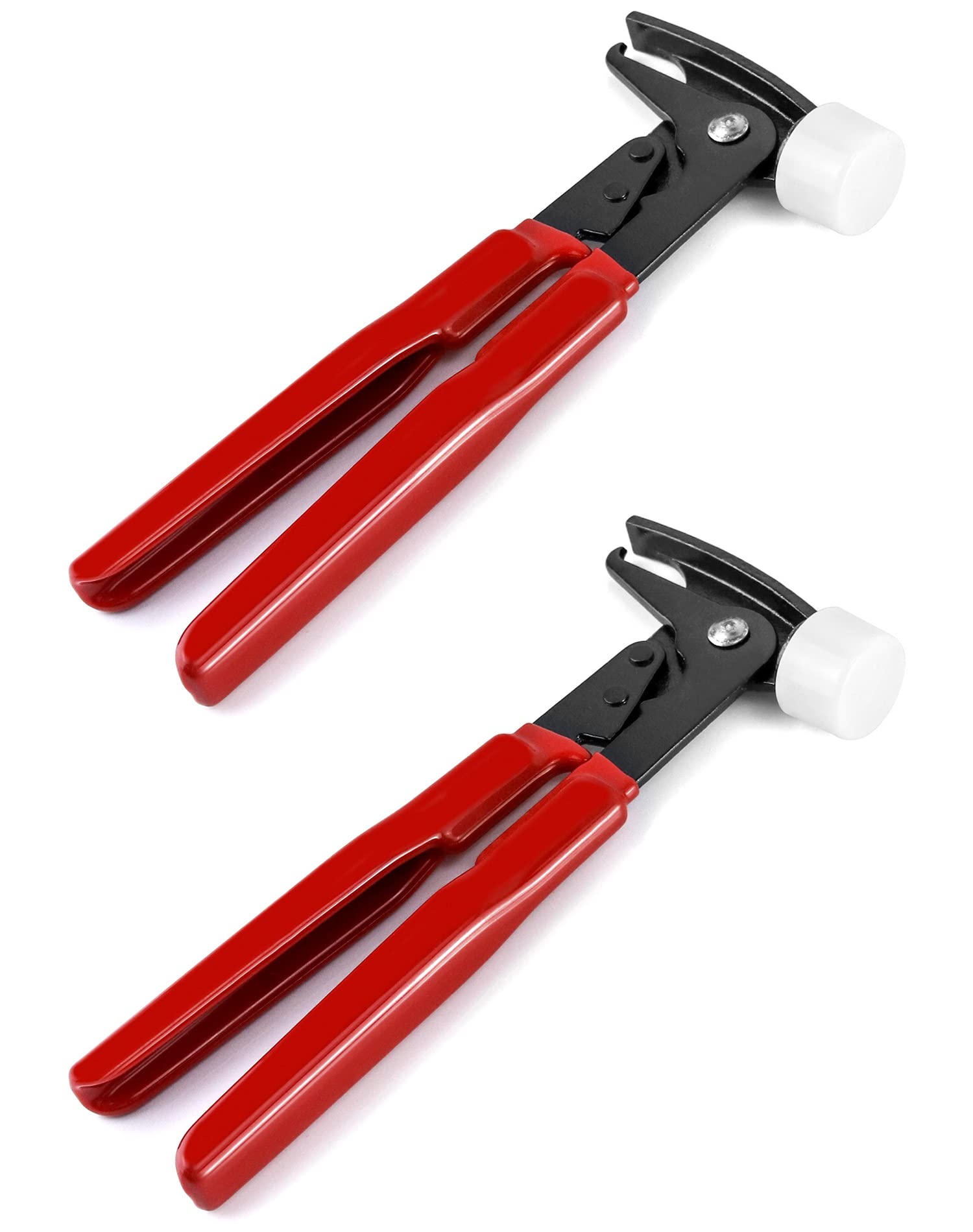 QWORK front view of two red pliers showing ready-to-use functionality
