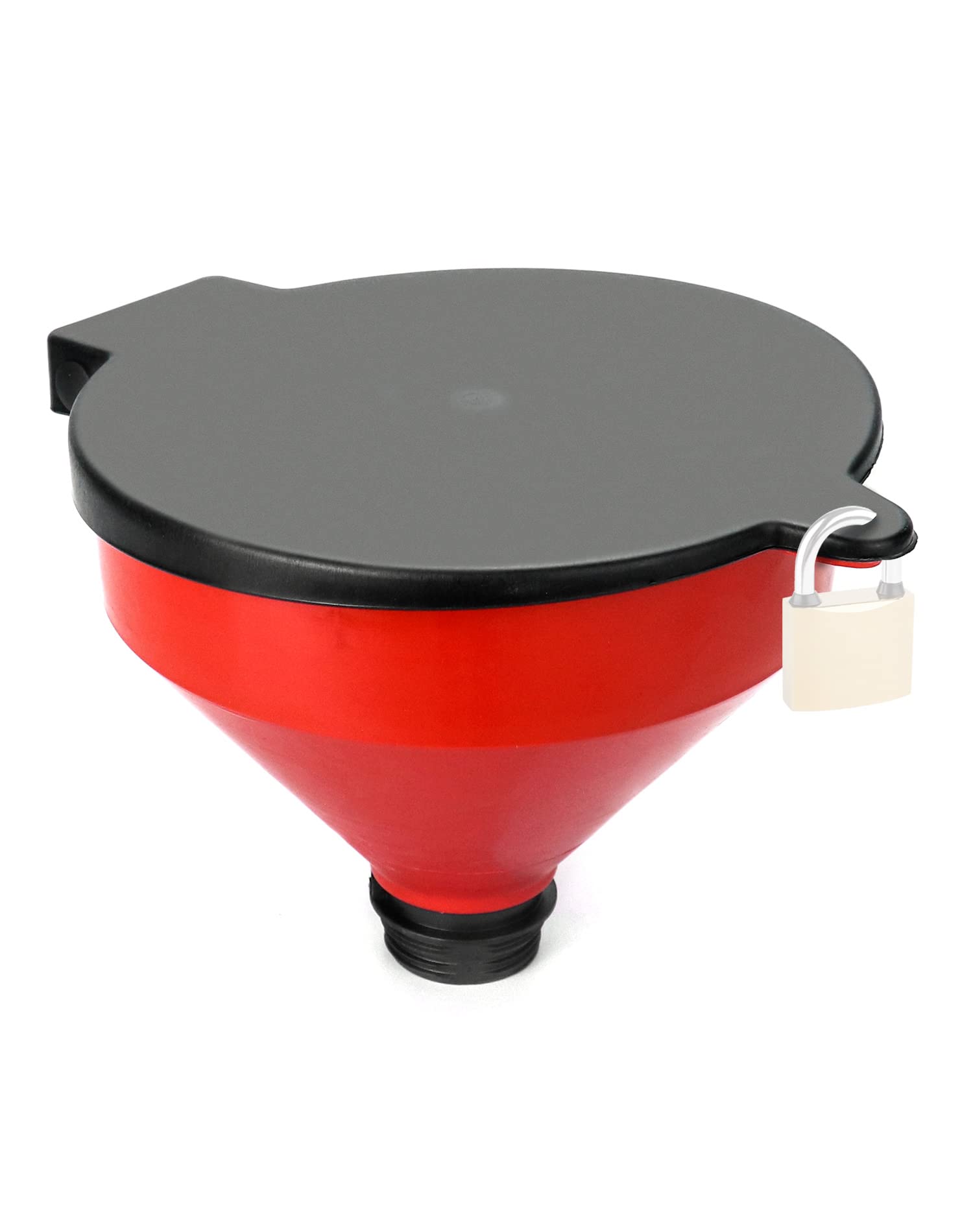 QWORK funnel in use pouring into a 55-gallon drum to reduce mess benefit