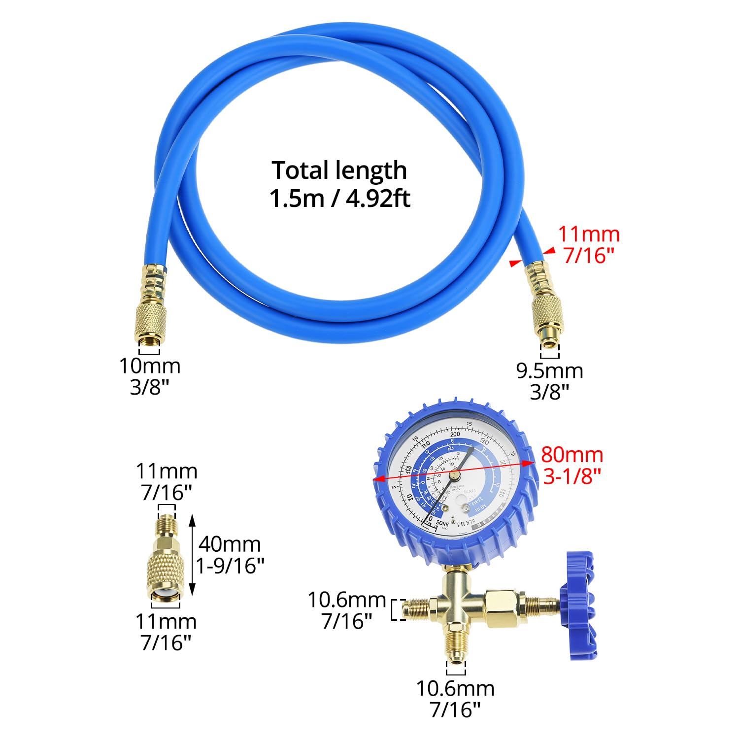 QWORK hose connection attached to AC service port showing secure seal