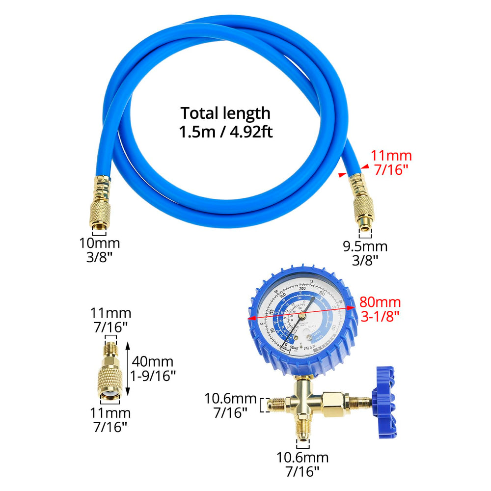 QWORK hose connection attached to AC service port showing secure seal
