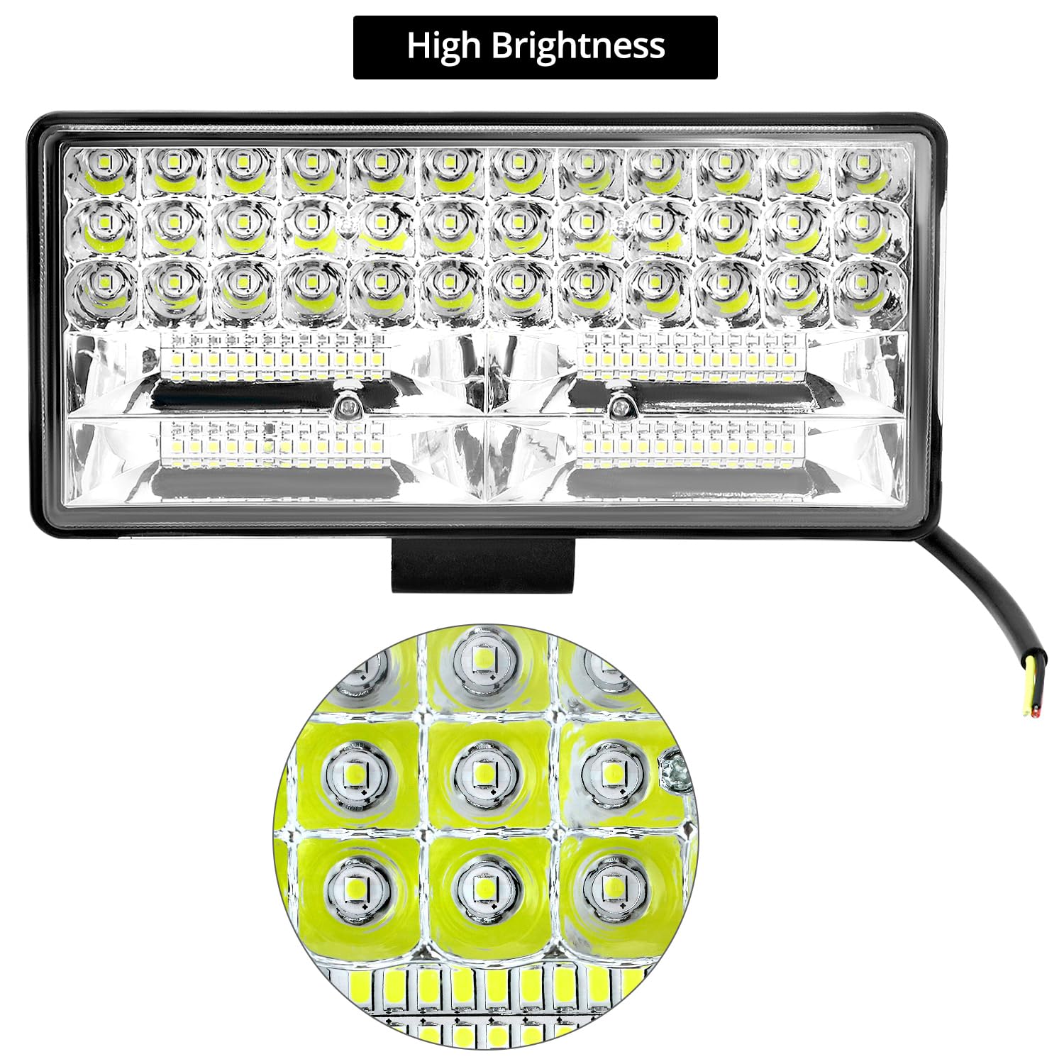 QWORK close-up of 84 LEDs showing quality optics and bright output