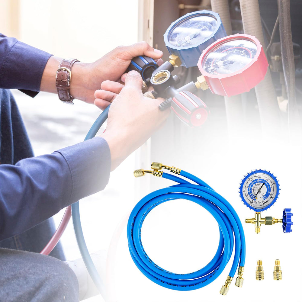 QWORK technician using kit at outdoor condenser for faster charging benefit