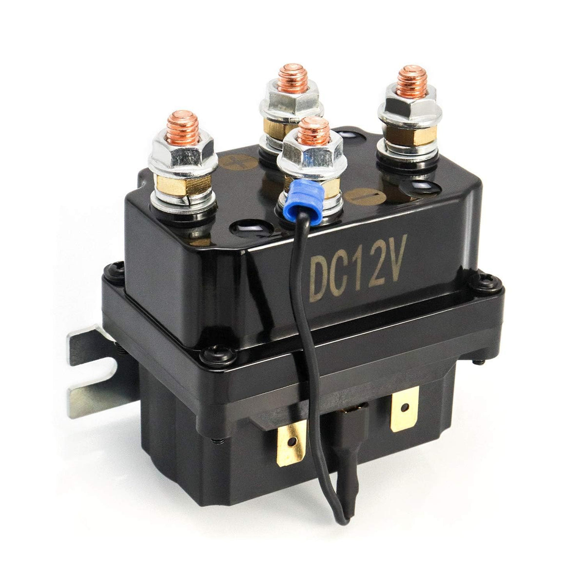 QWORK front view of solenoid showing mounting holes and terminals for reliable replacement