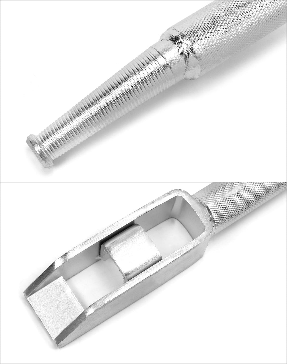 QWORK tapered carbon-steel tip aligned with winch gear for easier engagement