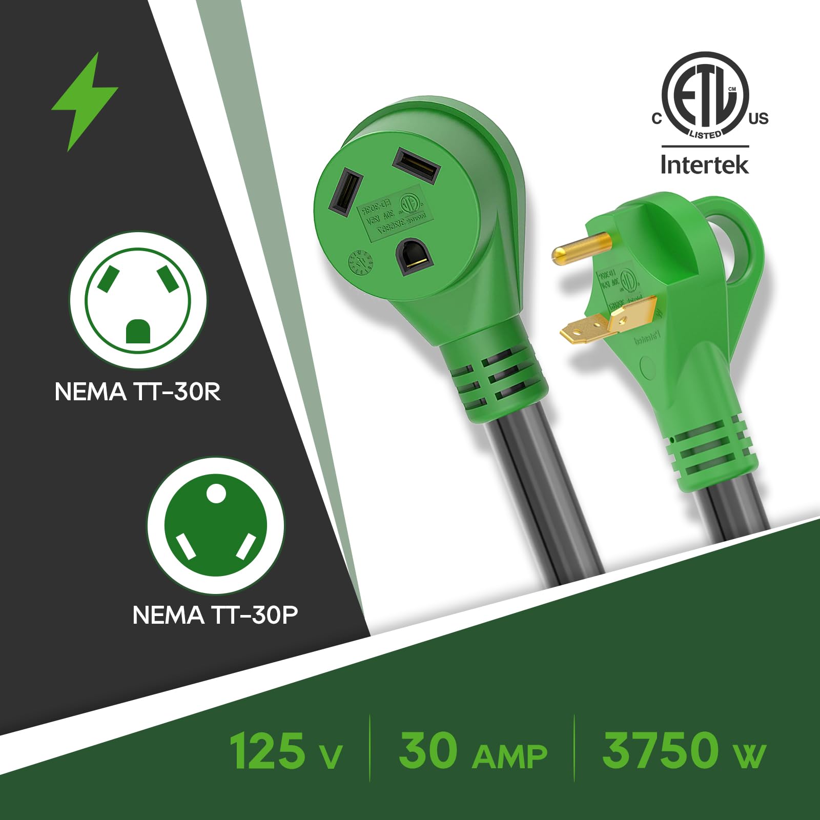 RVGUARD molded disconnect handle for easy, safe unplugging without cable strain