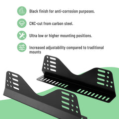 Racewill close-up of adjustable holes providing precise seat positioning