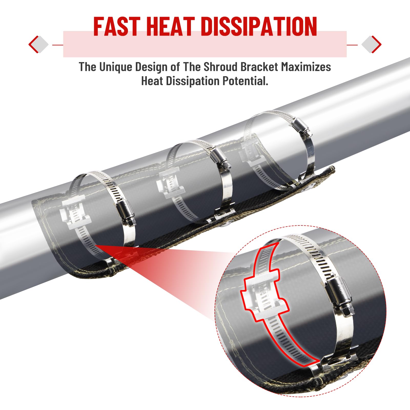 Racewill 3.5-inch removable hose clamp showing adjustability benefit