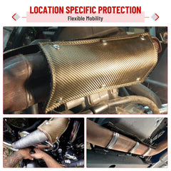 Racewill mounted on motorcycle exhaust demonstrating component protection