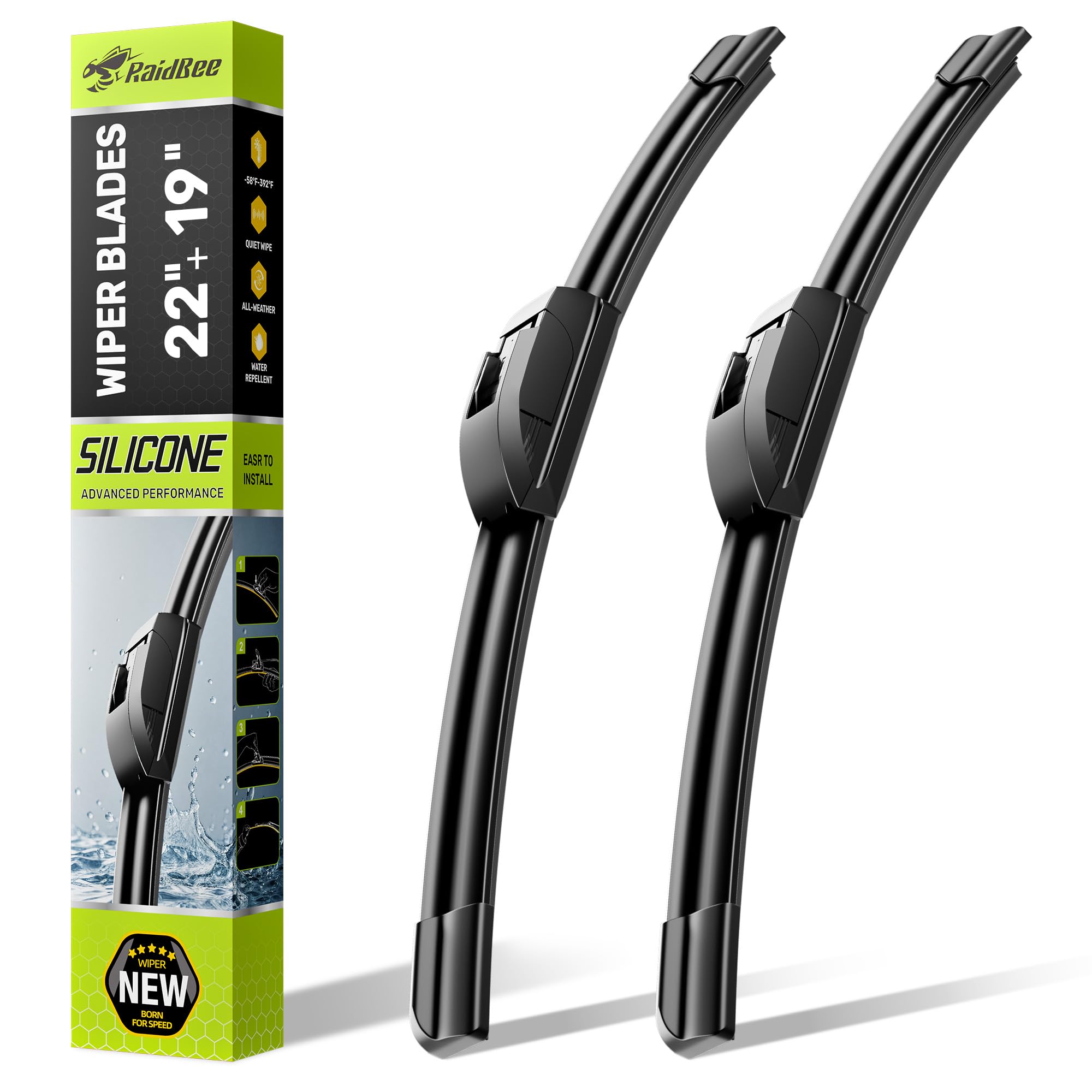 RaidBee front packaging showing blade lengths and fitment benefits
