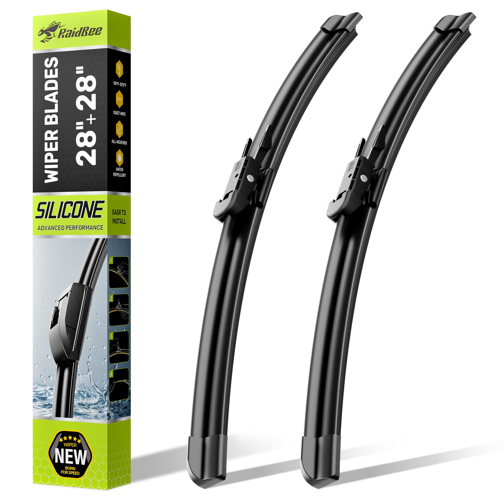 RaidBee front packaging showing blades and fitment for Ford models, highlighting easy selection