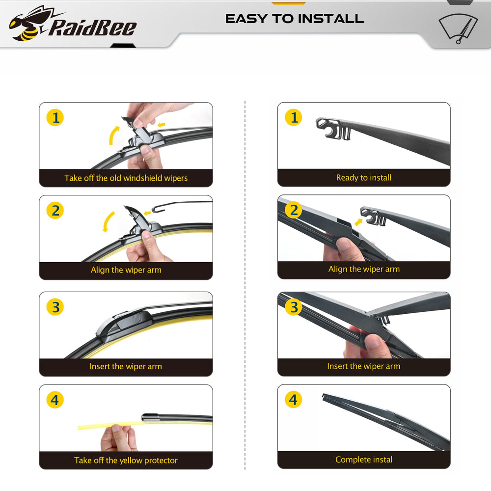 RaidBee blade installed on a Prius windshield improving driver visibility in use