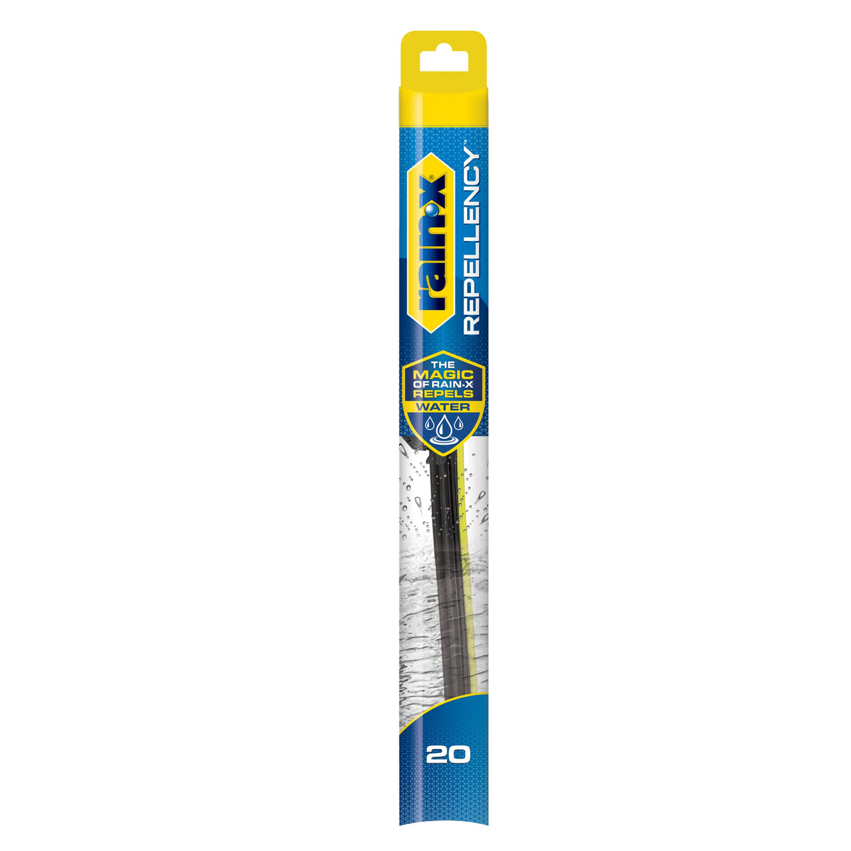 Rain-X front package showing 20 inch blade and universal adapter benefit