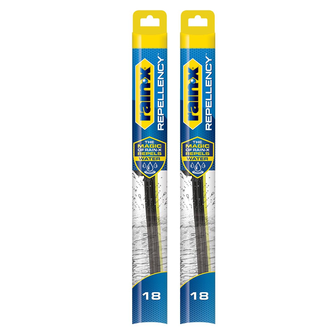 Rain-X front packaging showing 18 inch blades and benefit of water repellency