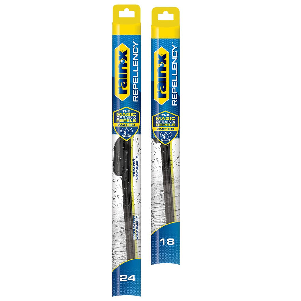 Rain-X front packaging showing 24 and 18 inch blades and benefits