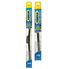 Rain‑X front packaging showing 26" and 16" blades and Amazon Exclusive labeling, clear product info