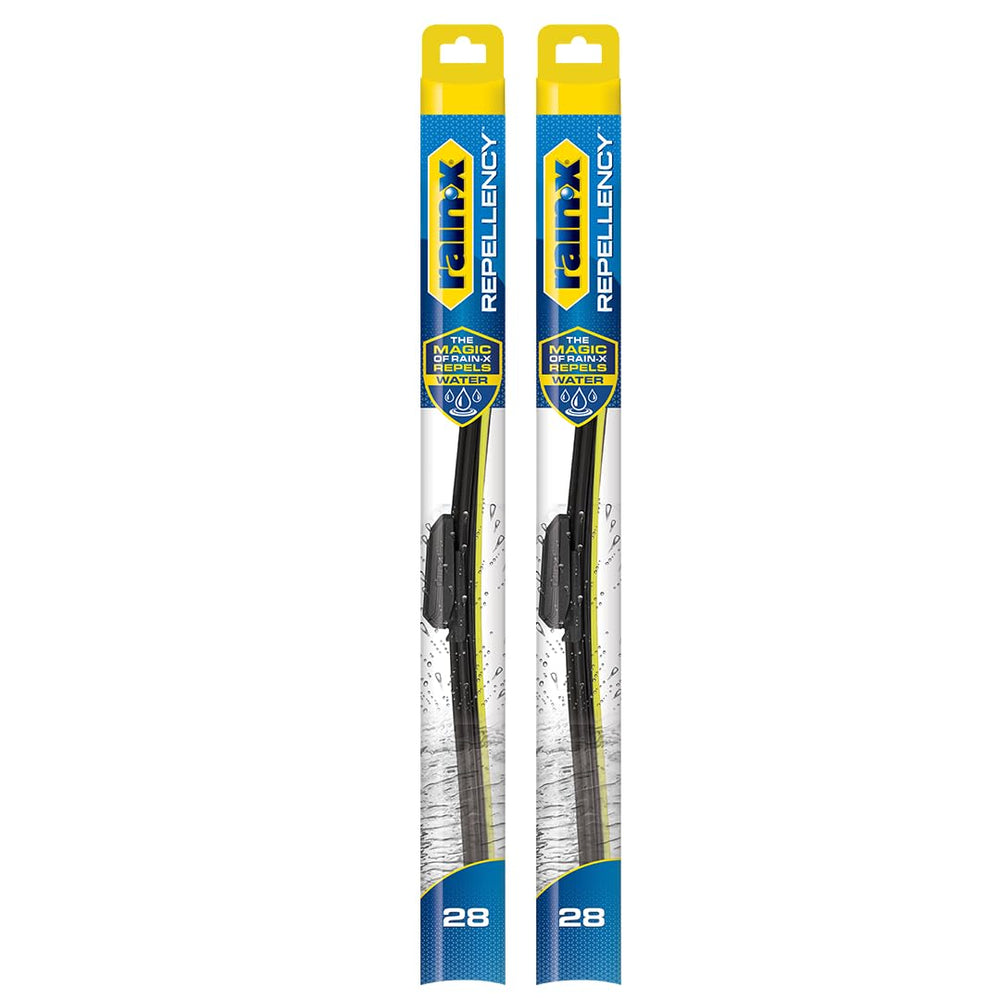 Rain‑X front packaging showing 28-inch blades and product benefits for quick selection