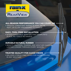 Rain-X close-up of natural rubber squeegee highlighting clear wiping