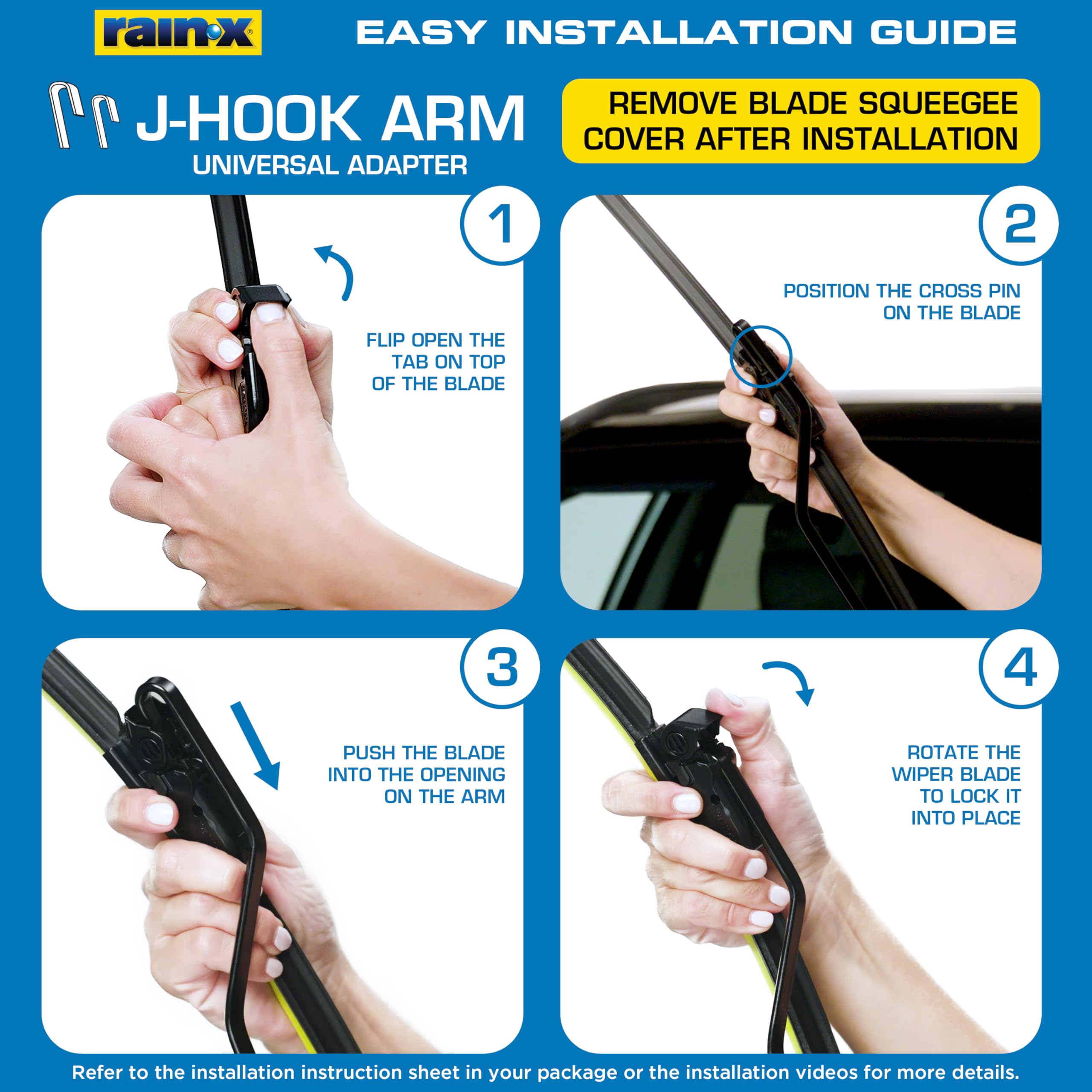 Rain‑X silicone squeegee edge macro showing flexible material for streak‑free wipes