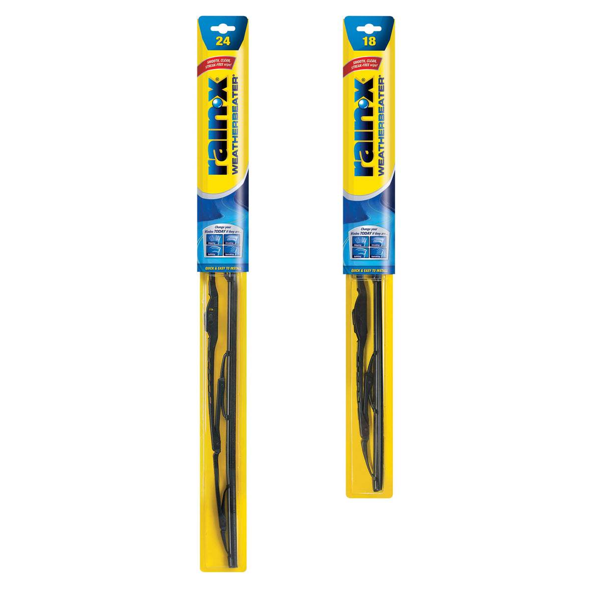 Rain-X WeatherBeater front packaging showing set of two blades and sizes