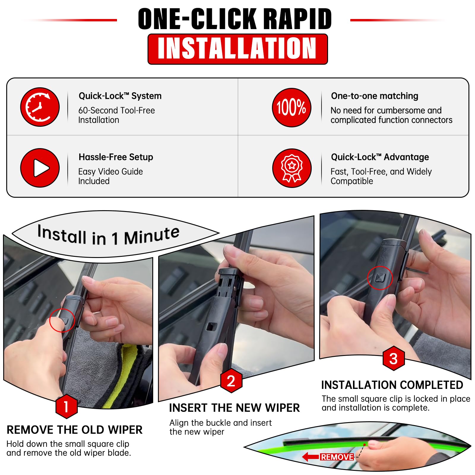 Raintok 22-inch passenger blade detail with secure fit for consistent contact