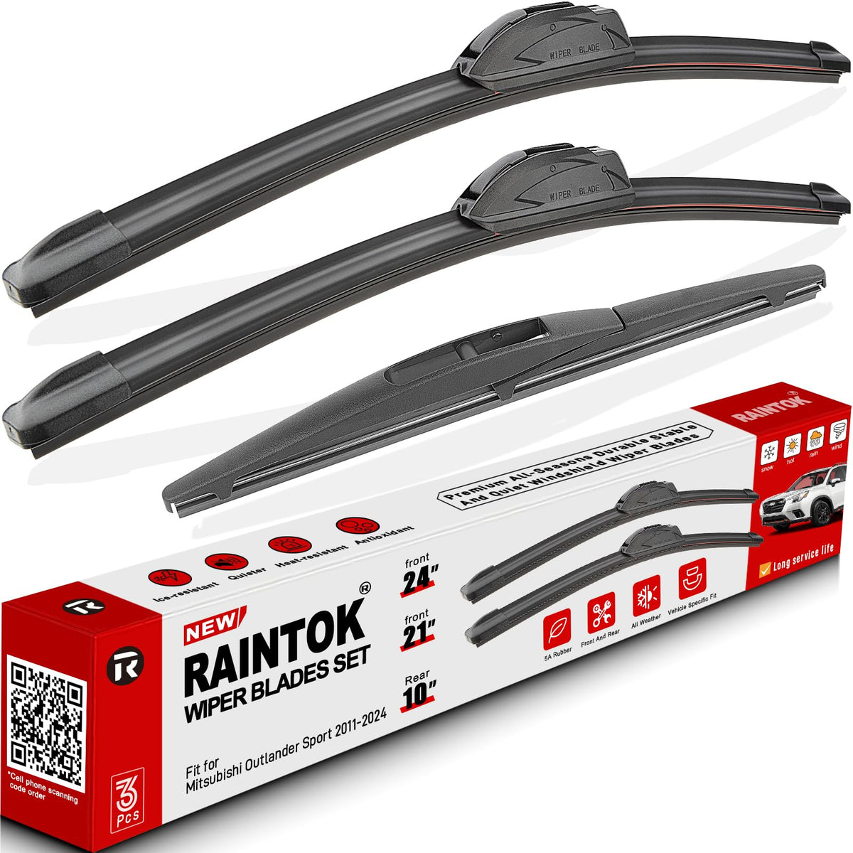 Raintok front packaging showing full 3-piece Outlander Sport kit and fitment benefit