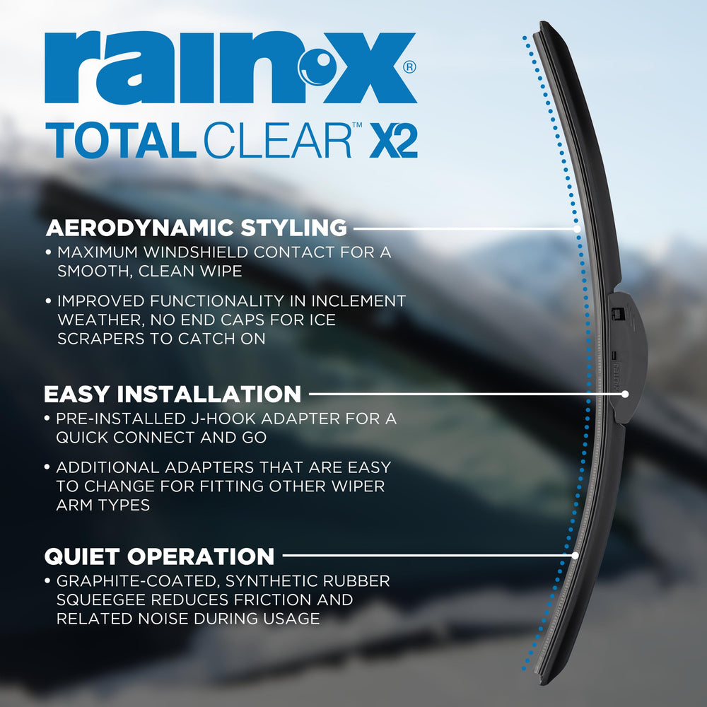 Rain-X blade aerodynamic profile reducing wind lift and improving contact