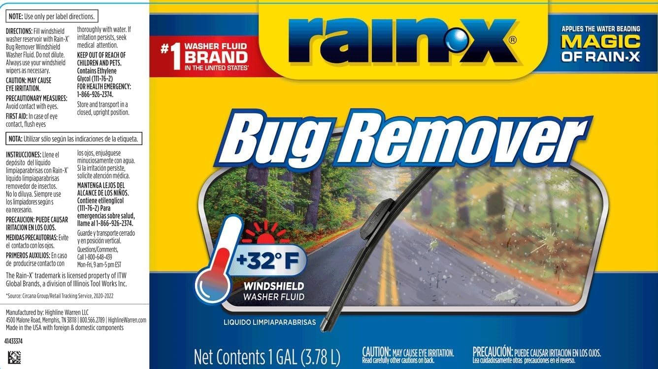 rain‑x applied to windshield with softened bug residue visible and clear vision