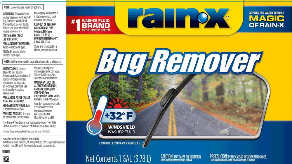rain‑x applied to windshield with softened bug residue visible and clear vision