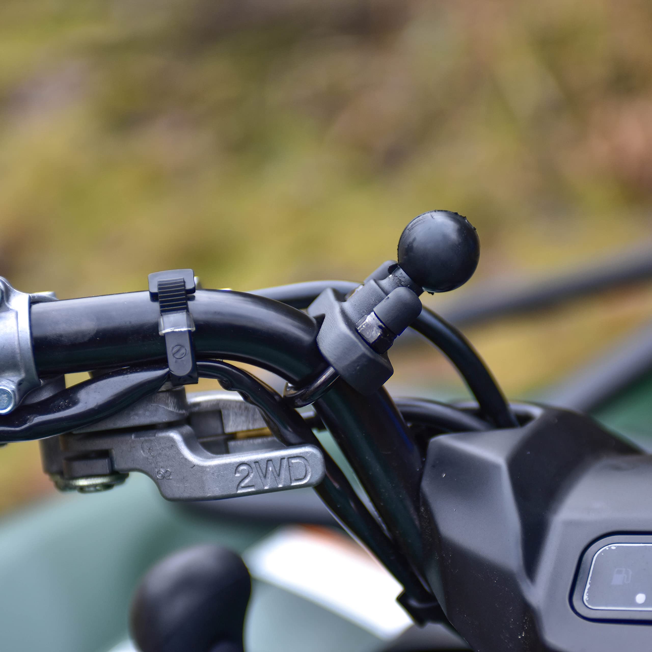 RAM MOUNTS black end cap detail showing protected U-bolt ends from weather