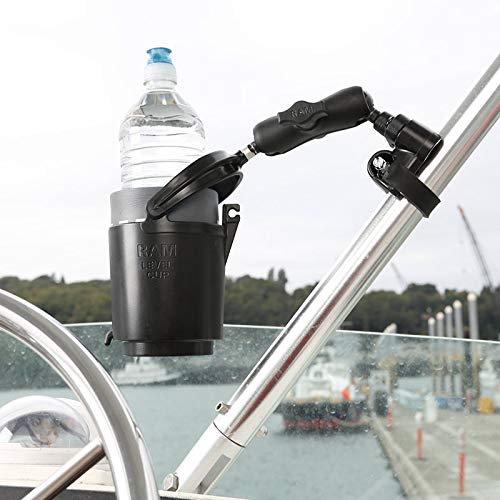 RAM MOUNTS close-up of self-leveling cradle ensuring spill reduction benefit