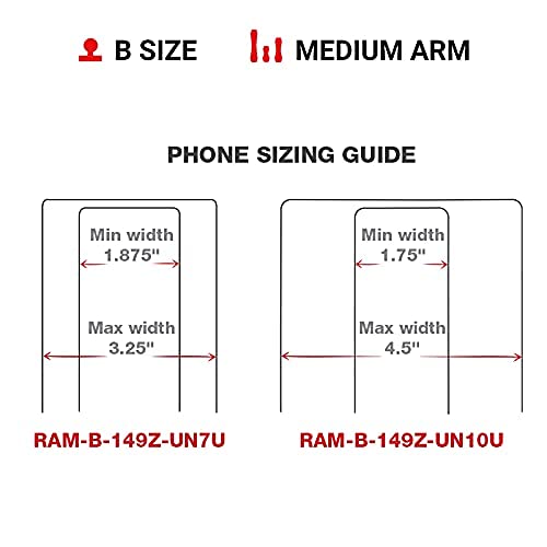 RAM MOUNTS scale comparison with ruler showing mount size and fit range