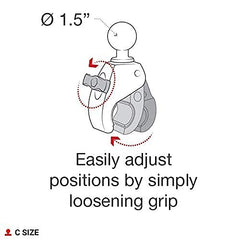 RAM MOUNTS open jaw detail illustrating clamp capacity and action