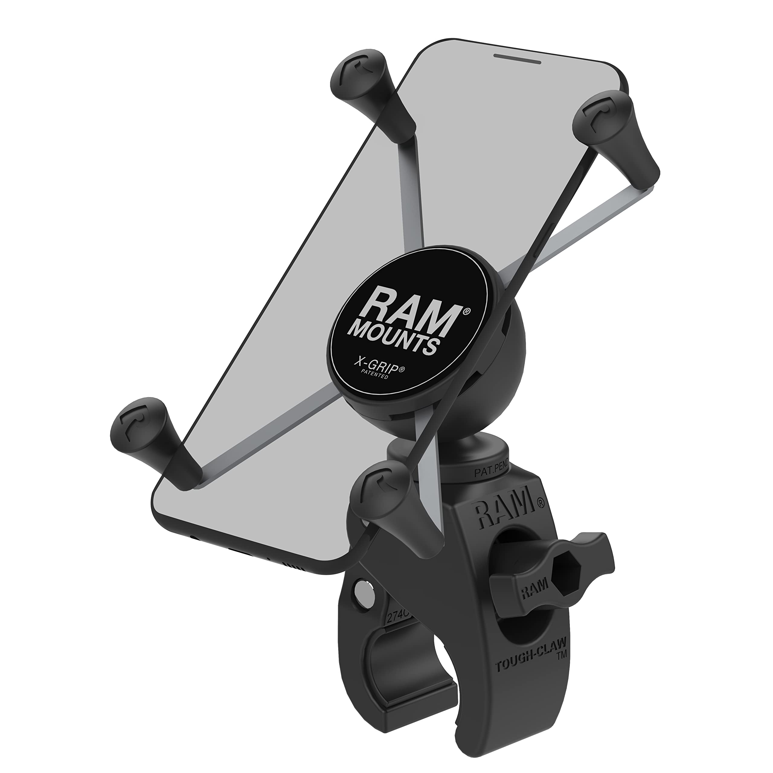 RAM MOUNTS front view of X-Grip large phone mount showing compact profile and secure hold