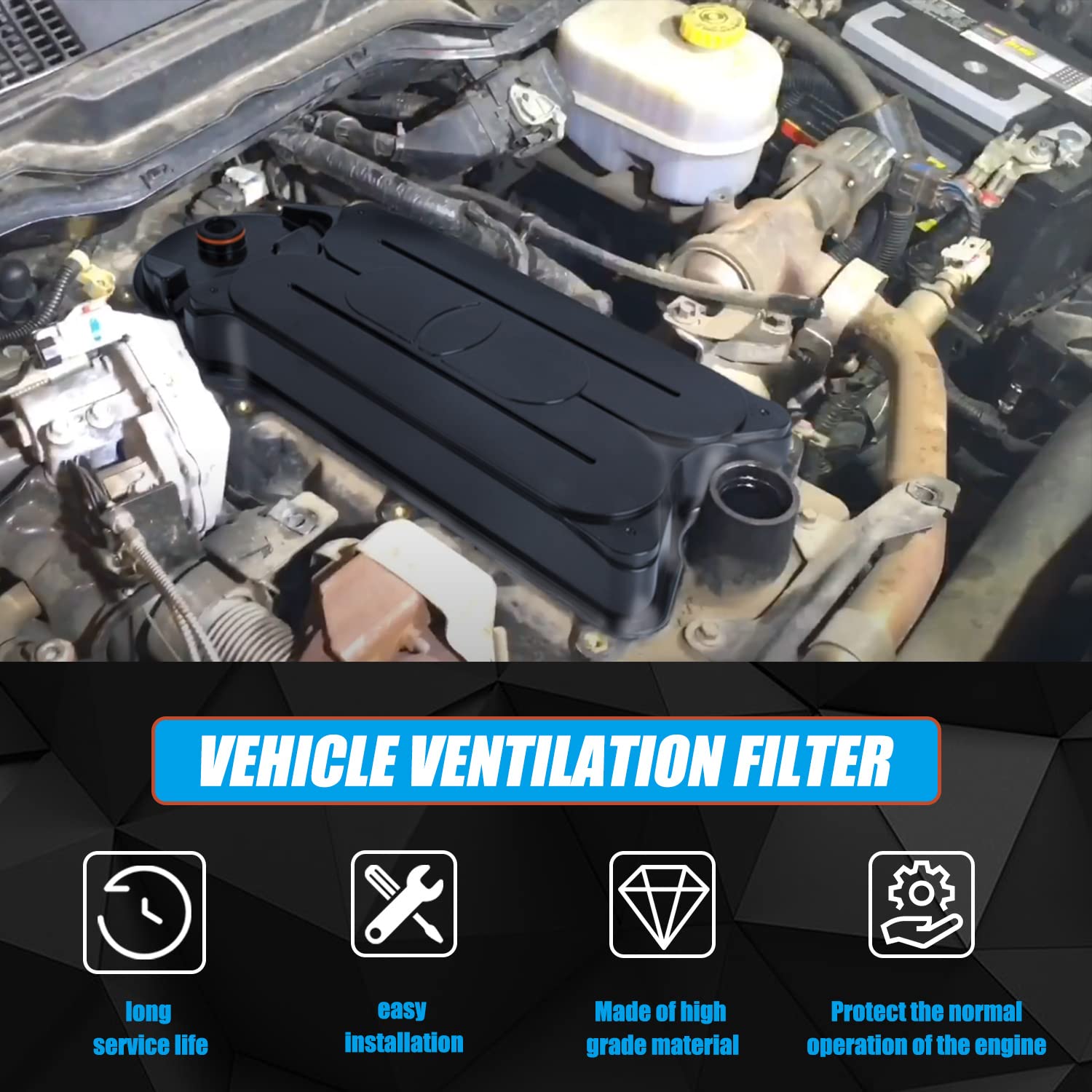 RANSOTO breather element installed on valve cover demonstrating proper fitment benefit