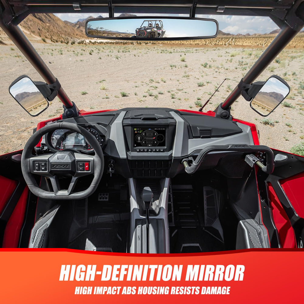 RANSOTO center mirror close-up showing ball-joint pivot for angle control