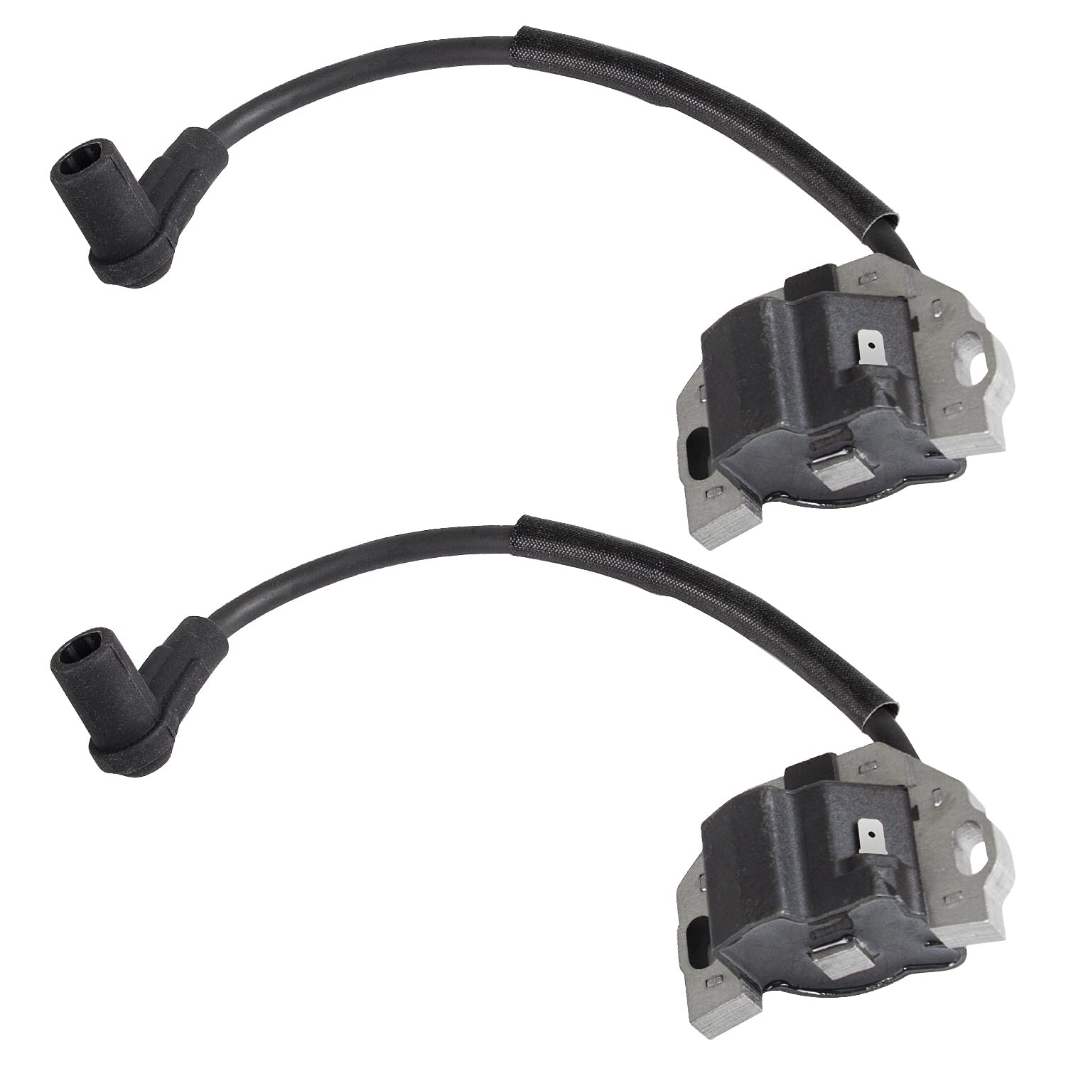 RANSOTO ignition coil front view showing mounting points and fitment benefits