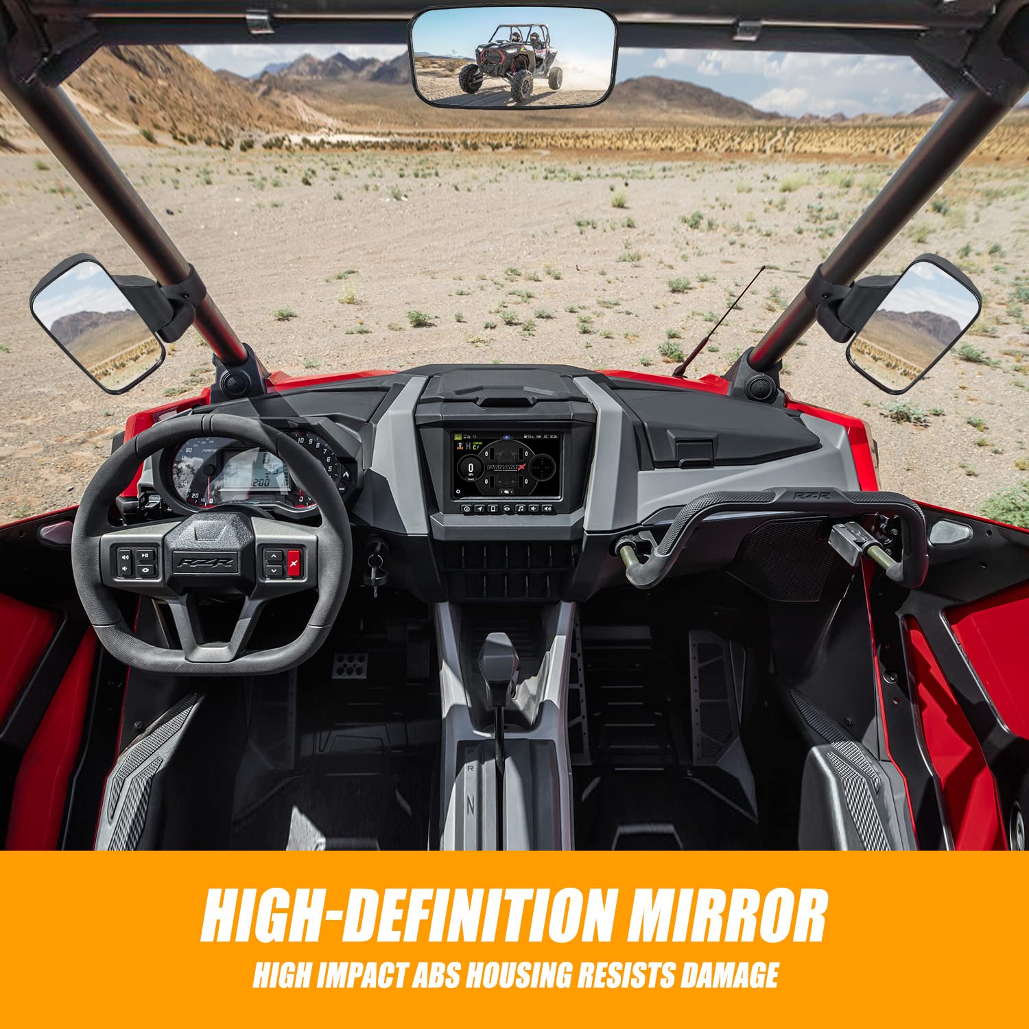 RANSOTO mirror next to ruler demonstrating fit for 1.6 to 2 inch roll tube