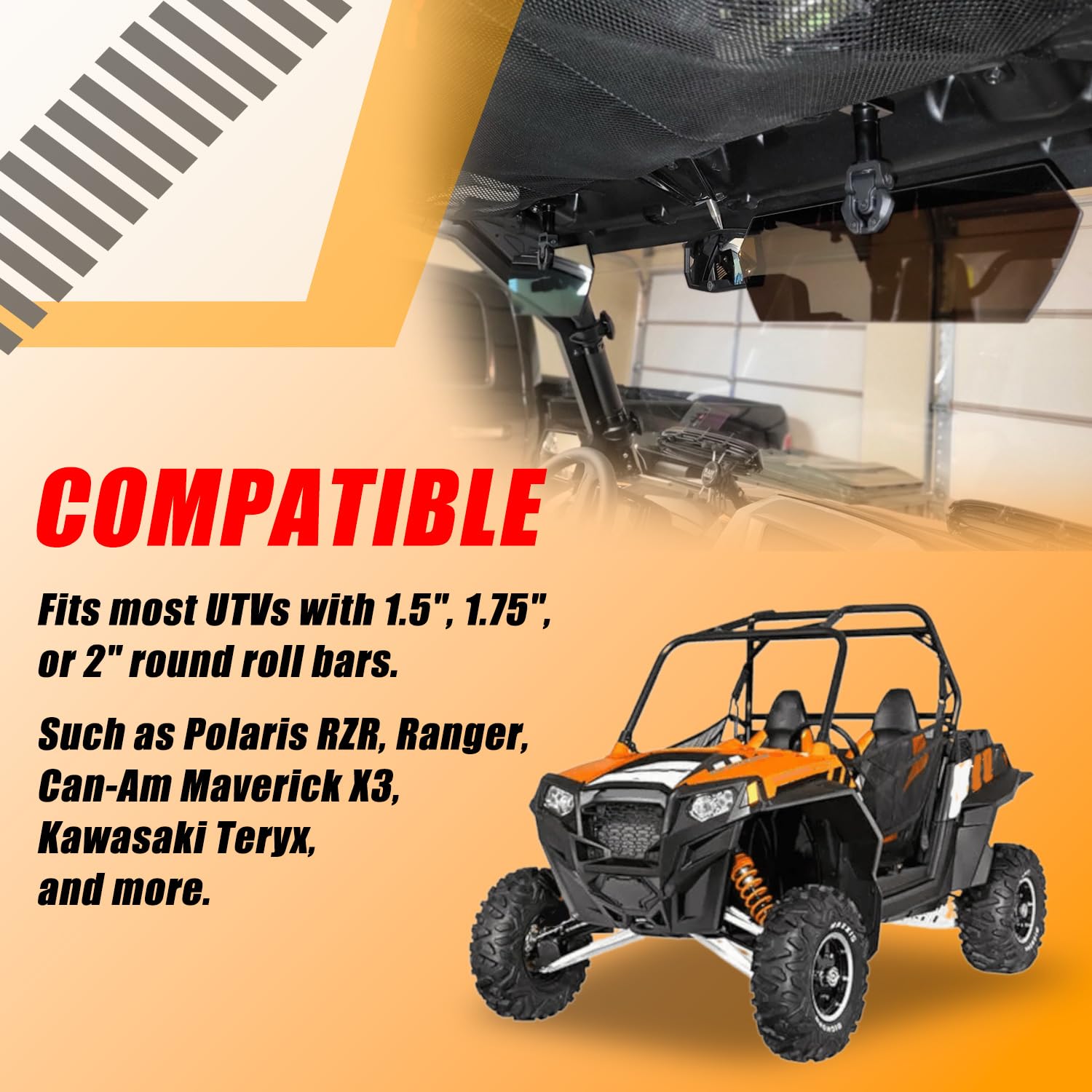 RANSOTO visor installed on Polaris RZR highlighting improved visibility benefit